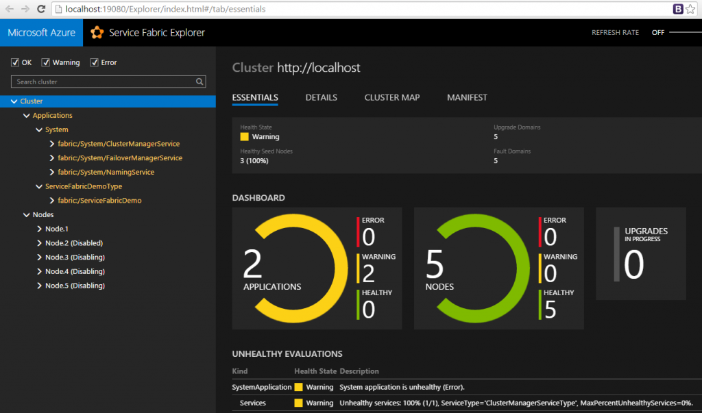 Service-fabric-local-cluster